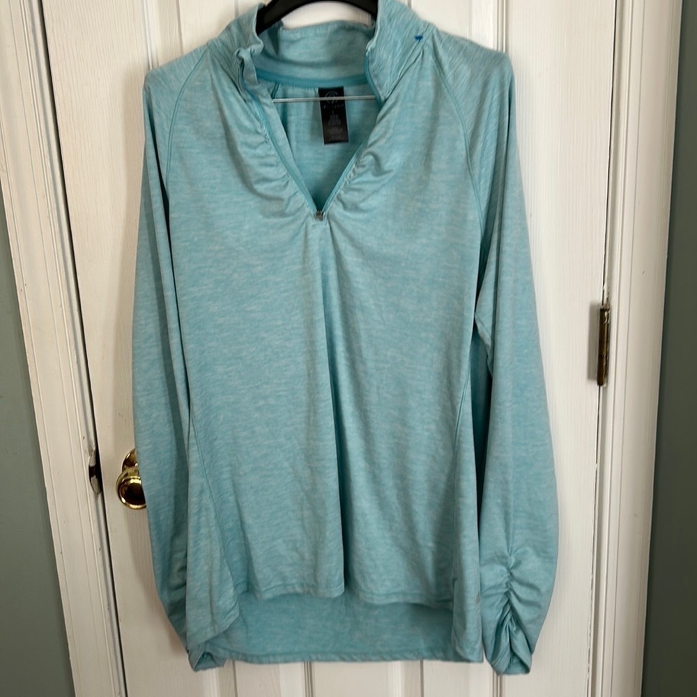Champion 3/4 Zip Top Womens Size Small Sky Blue